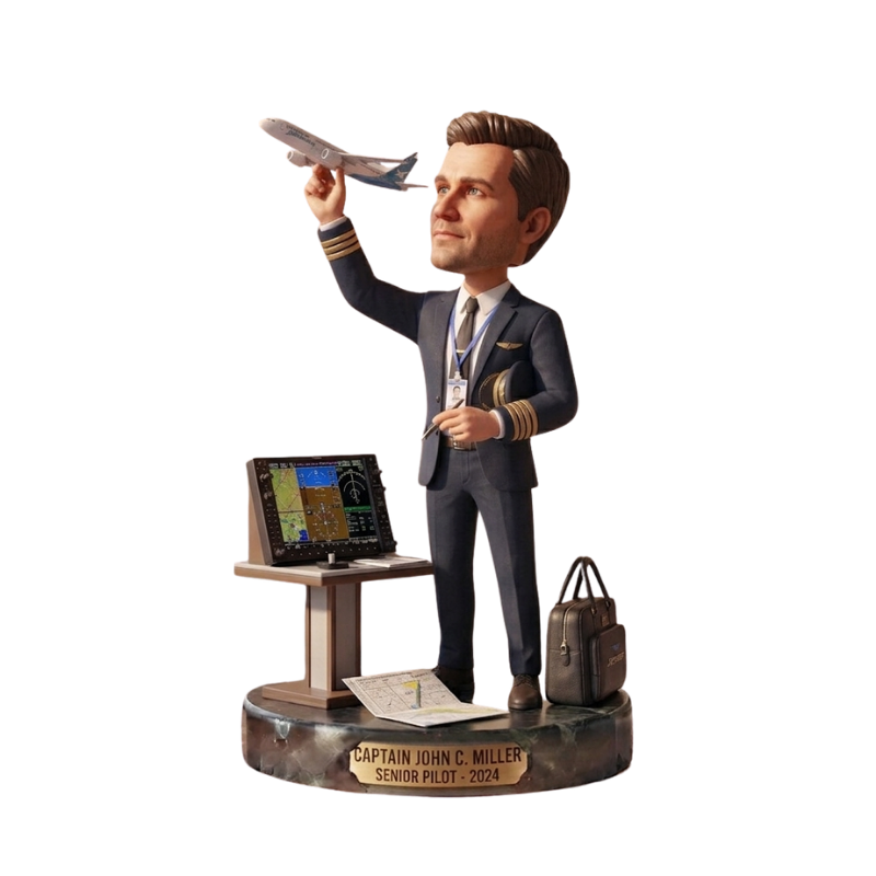 Custom Pilot Bobblehead Aviation Keepsake Figurine