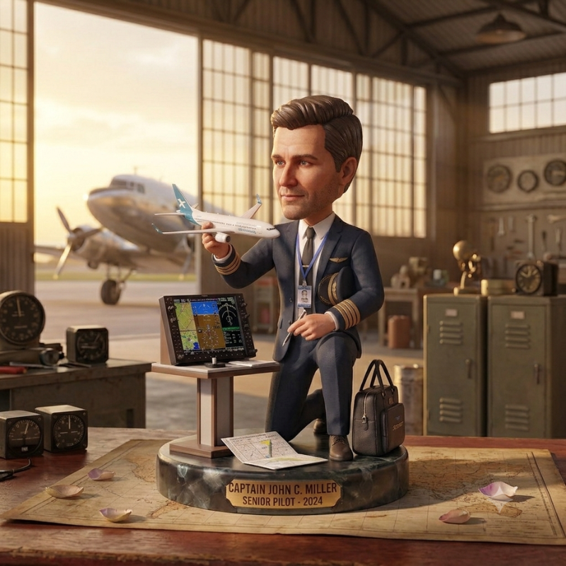 Custom Pilot Bobblehead Aviation Keepsake Figurine