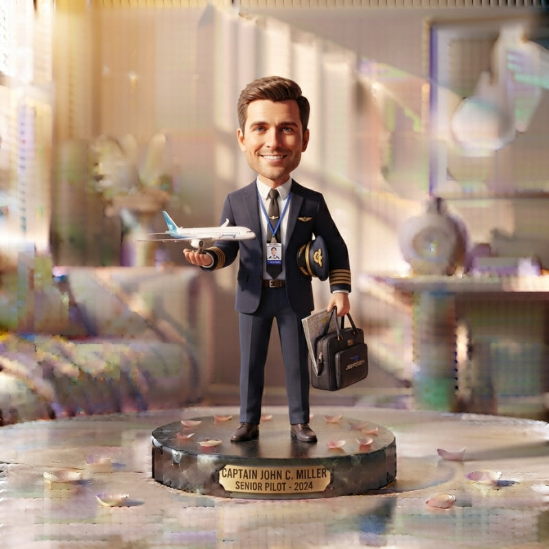 Custom Pilot Bobblehead Aviation Keepsake Figurine